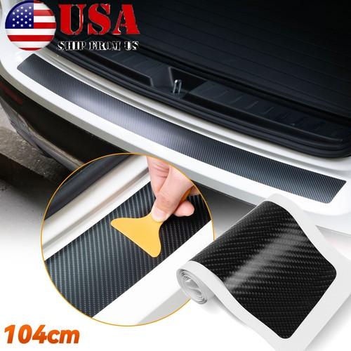 Car Rear Sill Boot Bumper Plate Protector Trim Strip Cover Guard Carbon Fiber 4D