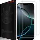 2 Pack Ultra Clear Glass Screen Protector for iPhone 16 Pro (6.3-inch) - Lifetime Replacement, 9H Tempered Glass, Scratch Resistant, Phone Case Compatible