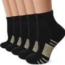 Iseasoo Copper Compression Socks for Men & Women Plantar Fasciitis Relief, Ankle Support & Circulation Running & Recovery (Small-Medium, A01-5 Black), 5 Pairs