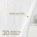 Gibelle White Shower Curtain for Bathroom, 3D Embossed Textured Fabric Curtain, Modern Farmhouse Chic Soft Cloth Set with Hooks, 72x72