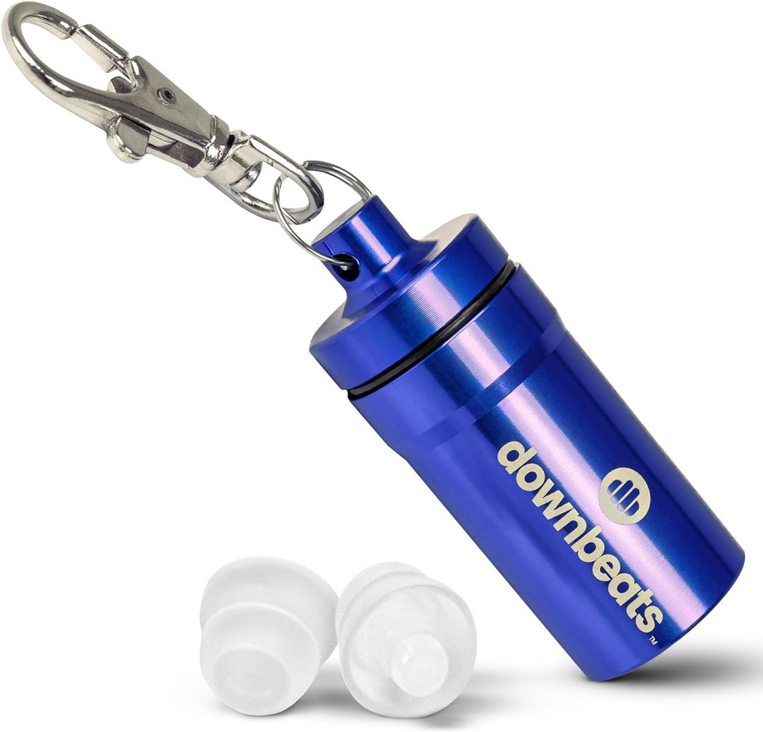 DownBeats Reusable High Fidelity Hearing Protection: Ear Plugs for Concerts, Music, and Musicians (Clear Ear Plugs, Blue Case) (Smaller Fit)