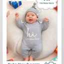 Cute Newborn Unisex Baby 100% Cotton Long Sleeve Onesie Coming Home Outfits,Soft Romper with Mittens & Hat (Gray)