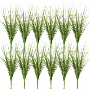24Pcs Artificial Grass, 11.79in Fake Short Grass Artificial Shrub Plants, Simulation Dwarf Plants Faux Greenery Stems for Patio, Vase, Restaurant, Indoor Decor