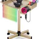 Salon Rolling Tray on Wheels with Adjustable Height - Salon & Spa Service Tray for Hair Stylist, Tattoo & Dental Use (Gold)