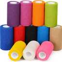Self Adhesive Bandage Wrap 4 in x 5 Yds Vet Wrap for Horses Elastic Bandage for Ankle Wrist Athletic Tape Self Adherent Cohesive Bandage Wrap Sports Tape, 12 Pack