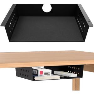 MOLIGOU Under Desk Storage Shelf, Under Desk Tray with Felt Liner, Screw Mount Under Table Hidden Storage for Home Office, Kitchen Cabinet
