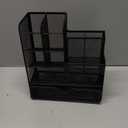 Marbrasse Mesh Pen Holder for Desk, Multi-Functional Pencil Organizer with Drawer, Desk Organizers and Accessories for Office Art Supplies (Black)