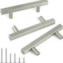 10 Pack Brushed Nickel Cabinet Pulls 5 Inch Square, Kitchen Hardware for Cabinets, Stainless Steel Cabinet Pulls for Kitchen Drawer, Cabinet Handles 3 Inch Hole Center