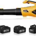 Leaf Blower Cordless 21V 500CFM Powerful Electric Leaf Blower with (2) 4.0Ah Batteries and Charger, Variable-Speed, Handheld Rechargeable Battery Powered Blowers for Lawn Care, Yard Clearance, Leaves