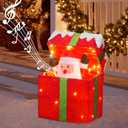 PEIDUO Animated Christmas Santa in Lighted Gift Box, Motion Sensor Christmas Music Decorative Lights, Under The Christmas Tree Present Decorations for Indoor Outdoor Yard Home Holiday Decor