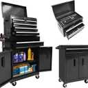 Torin 5-Drawer Rolling Tool Chest: Metal Tool Box with Wheels, Removable Top Tool Box, Liner, Adjustable Shelf and Locking Mechanism for Garage Workshop,Black