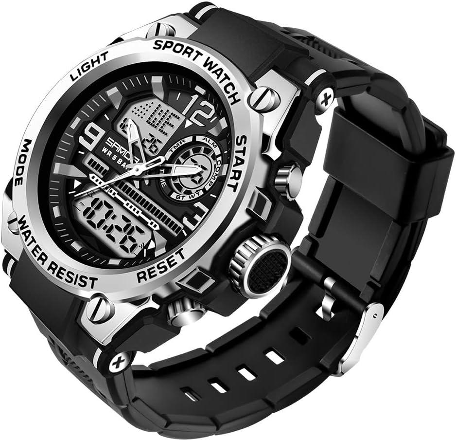 AIMES Men's Watches Outdoor Sports Waterproof Military Watch Tactical Digital Analog Wrist Watch Date Multi Function Led Large Face Alarm Stopwatch for Man