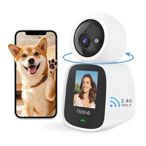 Noorio Two Way Video Calling Camera, 2K One Click Call Pet Camera Indoor with Phone App, 360° PTZ Dog Cam with Speaker, Color Night Vision Security Cameras, CL200