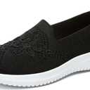 Myallfeet Women's Slip-On Knit Mesh Loafers Lightweight and Comfortable Breathable Mesh Walking Shoe Casual Embroidered Flat Loafers, 37