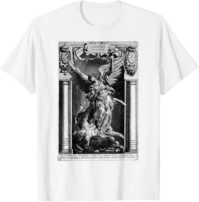 Saint Michael The Archangel Defeating Satan Christian T-Shirt, Size 3X