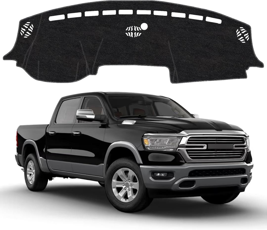 Dash Cover Mat for Dodge RAM 1500 2500 3500 2019 2020 2021 2022 2023 2024 2025 Non-Slip Dashboard Cover Mat Sunshade UV Rays Protector Interior Accessories