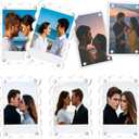 7 Pack Acrylic Polaroid Magnetic Frames for Refrigerator, Clear Picture Frames for Mini Instant Photos, 2.95x4.13 Inch Wallet Size Instax Magnet Frame for Fridge (5Scalloped+2square)