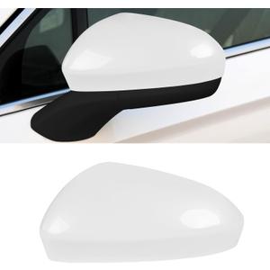 Compatible with Ford Fusion Side Mirror Cover Cap 2013 2014 2015 2016 2017 2018 2019 2020, Driver Side Mirror Caps Replacement W/O Light, Clip-on Replace for FS7Z-17683-B Pearl White - Left