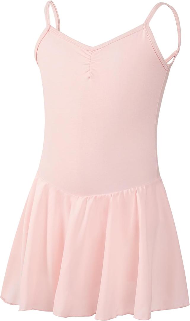 Ballet Dress for Girls Classic Short Sleeve Dance Leotards with Skirt Ballerina Outfits for Kids (12-14 Years, Ballet Pink 2)