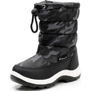 Apakowa Kids Boys Girls Cold Weather Water Resistant Winter Snow Boots (Toddler/Little Kid/Big Kid) (Grey/Black) Size 23