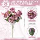 8 Bundles Artificial Peonies Flowers Boho Faux Flowers Arrangements Artificial Centerpiece Spring Bouquet Floral Wedding Decoration for Vase(Dark Purple)