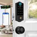 Harfo Fingerprint Smart Door Locks for Front Door with Handle Set, App Control, Keyless Entry Door Lock Keypad Deadbolt, Bluetooth Digital Electronic Touchscreen, Easy Install, Auto Lock, Black