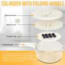 Multifunctional Fruit Washing Bowl with Strainer,Strainer Container with Lid,2 in 1 Drain Basket with Foldable Handle,Berry Fruit Fridge Container for Refrigerator,Kitchen Sink for Washing,Storage