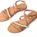 Women's Elegant Flat Sandals with Adjustable Ankle Strap and Memory Foam - Dressy and Comfortable for Summer - Fashionable and Trendy for Girls and Women - Strappy Sandal, 7