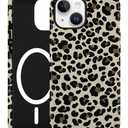 Jusy Magnetic Cheetah Phone Case for iPhone 14 Plus,Coffee Leopard