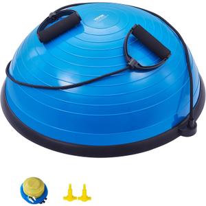 VEVOR Half Exercise Ball Trainer, 23/26 inch Balance Ball Trainer, 1500lbs Capacity Stability Ball, Yoga Ball with Resistance Bands & Foot Pump, Strength Fitness Ball for Home Gym Full Body Workout, 23 Inches X 8.5 Inches