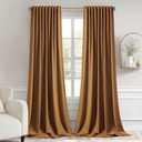 MIULEE Golden Brown Back Tab Blackout Curtains 120 Inch Long 2 Panels Set for Bedroom, Rod Pocket/Pinch Pleated Extra Long Thermal Insulated Living Room Darkening Light Blocking 10FT Drapes