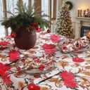 SASTYBALE Christmas Tablecloth Rectangle, Jacquard Fabric Christmas Table Cloth with Poinsettia Flowers, Spillproof Table Cover for Winter Holiday Dinner Decor (Rectangle, 60" x 84")