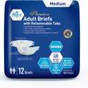 MED PRIDE Maximum Absorbency Adult Briefs for Incontinence with Refastenable Tabs - Ultra-Absorbent Adult Diapers for Men & Women- Bladder Control Unisex Disposable Underwear (Medium - Bag of 12)