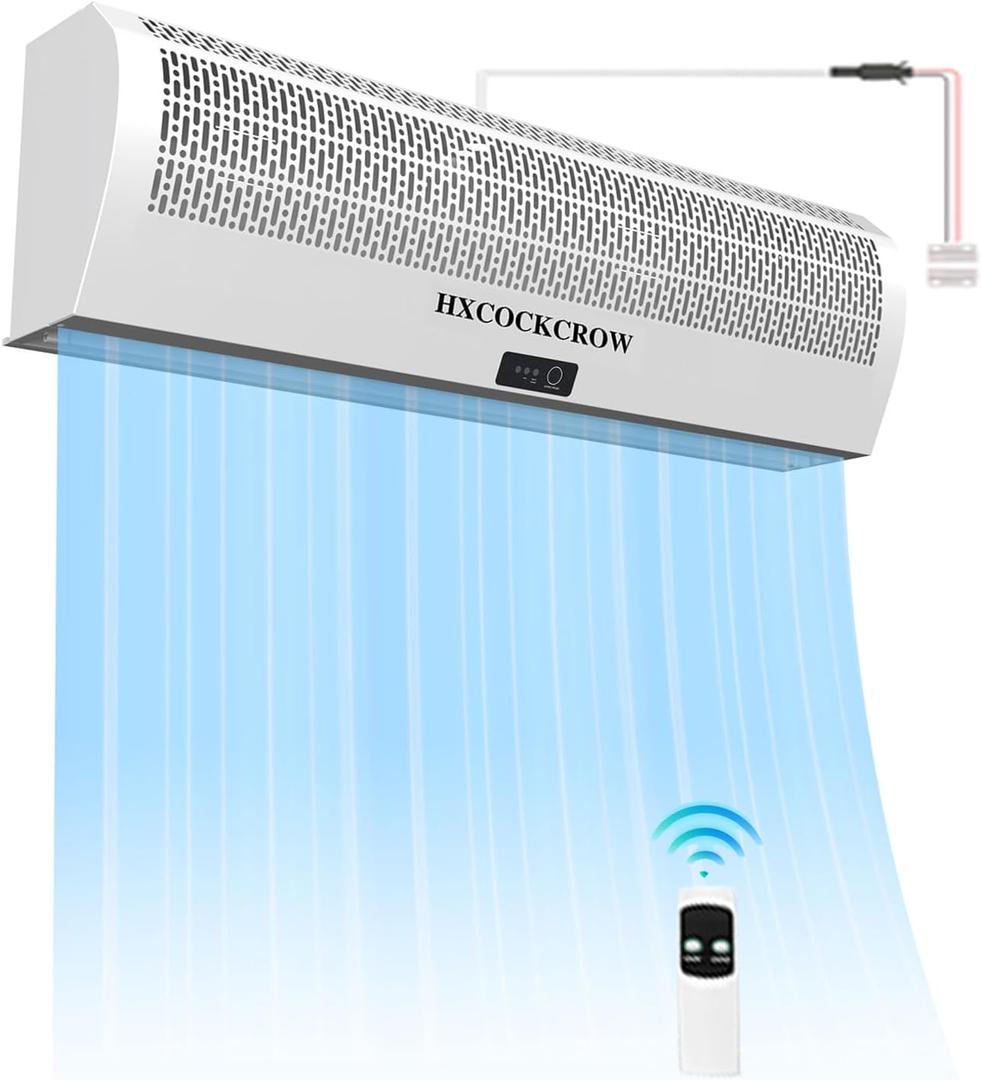36 Inch Air Curtain for Doors Commercial, 1350CFM/2363FPM Wall Mounted Air Curtain Fan with Magnetic Door Switch, Powerful Indoor Over Door Fan for Restaurant Garage Household Shop, Medium