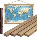 DACRI HOME 72" Magnetic Poster Hanger Frame - Sturdy Teak Wood Poster Frame, Strong Magnets for Safe Hanging Map Picture Print Scroll Wall Art 72x24 72x36 72x48 (72 Inch, Natural Wood)