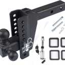 Fits 2" Receiver Adjustable Trailer Hitch, 8 Inch Drop/Rise Drop Hitch, Tri-Balls (1-7/8'', 2'', 2-5/16'') Truck Hitch, GTW 8000 Lbs, 10000 Lbs, 18500 Lbs, with Anti-Theft Pin