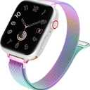 MARGE PLUS Slim Milanese Loop Compatible with Apple Watch Band for women 41mm 40mm 38mm 42mm 46mm 45mm 44mm, Stainless Steel Magnetic Mesh Strap work on iWatch Bands Series 11 10 9 8 7 6 5 4 3 & SE 3 2 1 (multicolor)