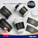 JOLLY CHEF 100 Pack 12 oz Disposable Coffee Cups Hot Beverage Paper Coffee Cups with Lids, Sleeves and Stirrers (Black and White)