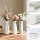 White Ceramic Vase,Modern Ceramic Vases Set of 3,White Tall Flower Vases for centerpieces,Rustic Farmhouse Boho Vase for Table Living Room Bathroom Kitchen Shelf Bedroom Office Party