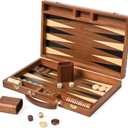 ropoda Sapele Wood Backgammon Board Game Set (15 Inches) for Adults and Kids - Classic Board Strategy Game - Portable and Travel Backgammon Set with Wooden Playing Pieces and Accessories