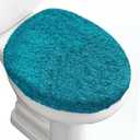 Luxury Soft Microfiber Toilet Lid Cover Machine Washable Solid Toilet Seat Cover 17.5" x 15" Adjustable Rubber Backing Fits Most 16-17.5" L x 14-16" W Round Oblong and Elongated Toilet Seat