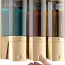 Shampoo and Conditioner Dispenser,Shower Dispenser 3 Chamber No Drill Shampoo Dispenser for Shower Wall Mounted Shower Soap Dispenser for Bathroom Hotel,Large Capacity 3 * 500ML,Gold
