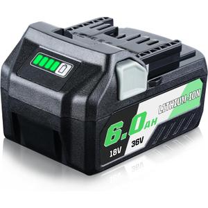 BSL36B18 18V/36V 6.0Ah Lithium-Ion Replacement for Hitachi 36V Battery Compatible with Hitachi Battery BSL36B18 BSL36A18 371751M 372121M Cordless Power Tool