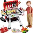 Barbecue Grill Toy Set, Kids BBQ Grill Playset with Smoke Sound Light Simulation Camping Cooking Interactive Toys Christmas Birthday Gift for Toddlers Girls Boys 2-6