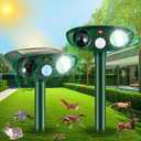 2 Pack 2025 Solar Ultrasonic Repellent Outdoor,Cat Squirrel Rabbit Deer Repellent Devices Skunk Repellent for Yard,Animal Deterrent with Motion Detection Flash Light for Dog Racoon Rodent Mole