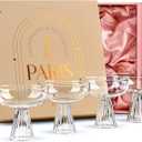 Paris Coupe Cocktail and Champagne Glasses for Daiquiri, Sidecar, Gimlet and Classic Bar Drinks | Modern Glassware Collection | Set of 4 | 8 oz Extra Light Contemporary Borosilicate Saucers