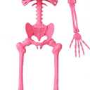 JOYIN 5.6 FT Halloween Posable Skeleton Life Size, Giant Outdoor Yard Skeletons, Pink Plastic Skeleton with Movable Joints for Haunted House Props, Halloween Decorations, Spooky Scary Skeletons Party