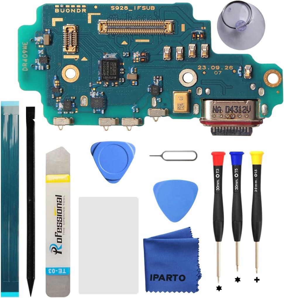 iParto Charging Port Replacement Kit for Samsung Galaxy S24 Ultra SM-S928U SM-S928U1 USB Flex Dock Connector Charging Flex Replacement with Tools