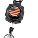 bolimoss 1 Pack Heavy Duty Retractable Keychain,Badge Reels Retractable, Tactical ID Badge Holder with Zinc Alloy Carabiner, 32'' Coated Steel Cord, Key Ring,10 oz (US Flag)