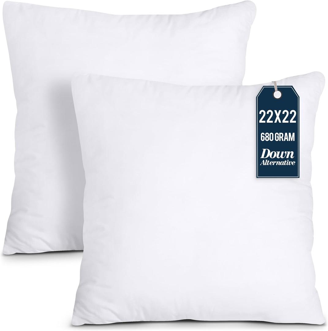 Utopia Bedding Throw Pillows Insert (Pack of 2, White) - 22 x 22 Inches Bed and Couch Pillows - Indoor Decorative Pillow (22x22 Inch)